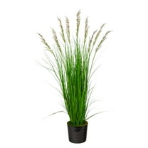 Nearly Natural 6' Grass Artificial Plant in Black Tin Planter, Green