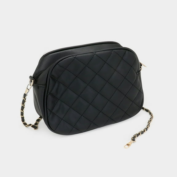Faux Leather Quilted Crossbody Bag