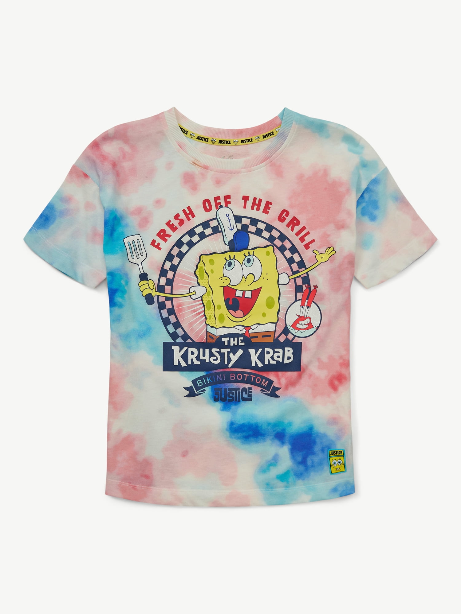 Spongebob X Justice Americana Collab Girls Oversized Tee, Sizes XS - XLP
