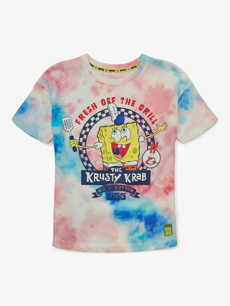 Spongebob X Justice Americana Collab Girls Oversized Tee, Sizes XS
