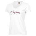 thumbnail image 2 of Women's  White Augsburg Auggies Script Logo Comfort Wash V-Neck T-Shirt, 2 of 3