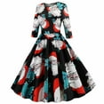 thumbnail image 3 of Summer Savings Clearance 2024! TAGOLD Womens Summer Dresses,Woman Fashion Temperament Crew Neck Long Sleeves Christmas Print A-line Swing Dress, 3 of 6