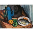 thumbnail image 2 of Nina Aleksandrowicz 14x11 Black Ornate Wood Framed Double Matted Museum Art Print Titled: Still Life with Fish (1924), 2 of 5