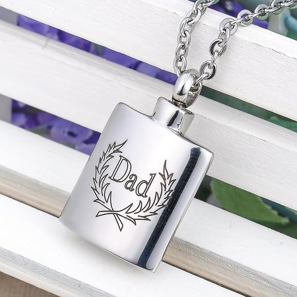 Dad Flask Cremation Jewelry Keepsake Memorial Ashes Urn Pendant Necklace  for friend/family/pet
