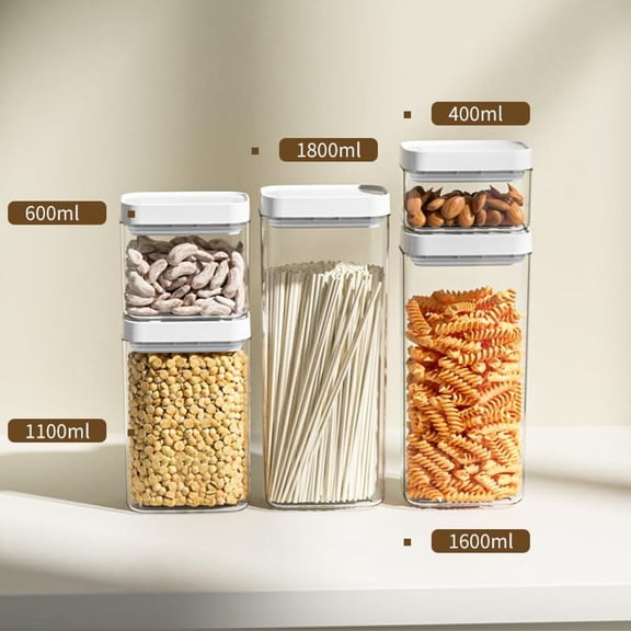 Airtight Food Storage Container with Lid Sealed Acrylic Stackable Canister for Kitchen Pantry Organizer