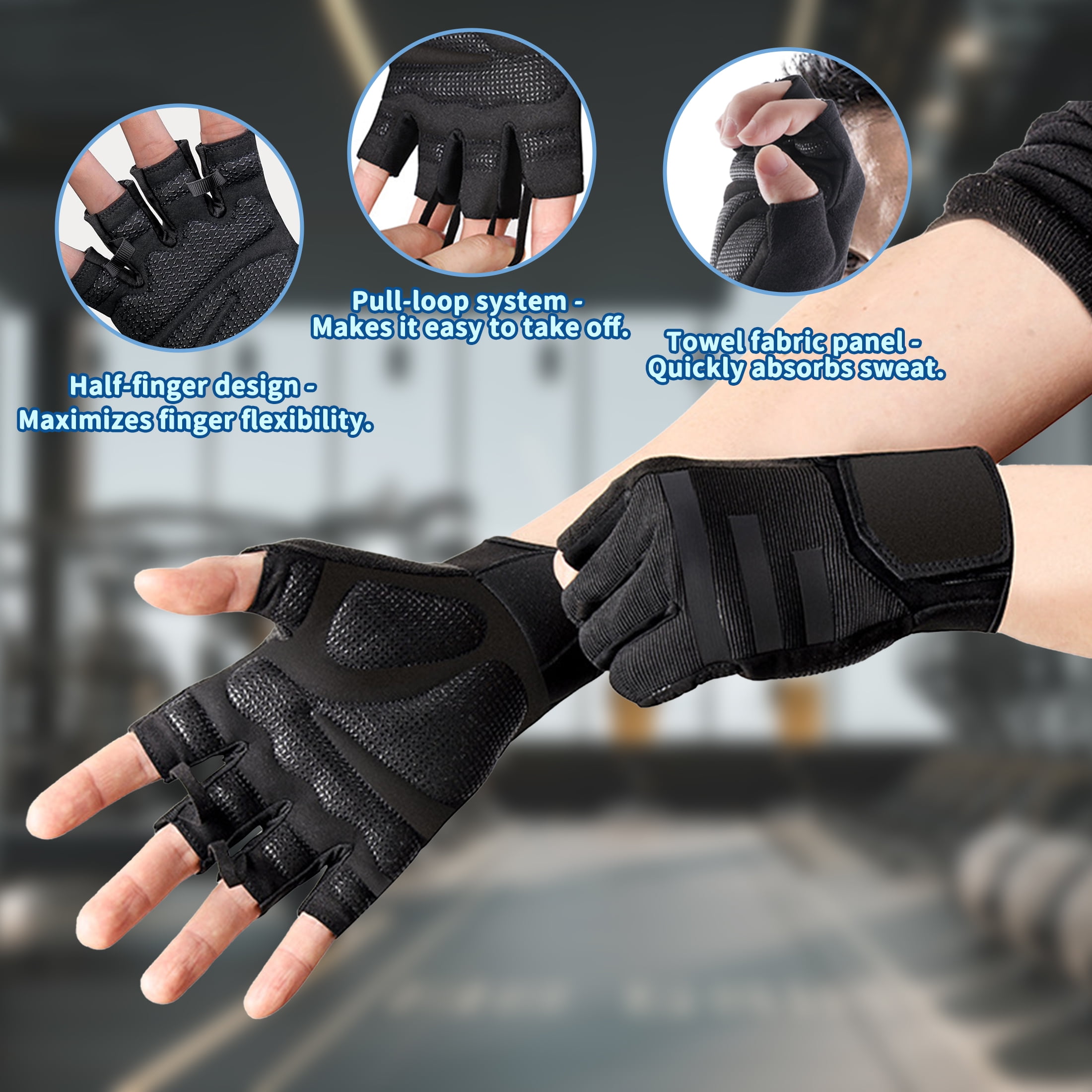 cyrico workout Gloves for Men and Women, Breathable Weight Lifting Gloves with Wrist Wrap Support, Full Palm Protection Gym Gloves for Fitness Training, Cycling, Pull Ups, Exercise and Hanging