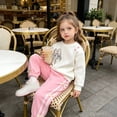 thumbnail image 7 of NIEWTR Kids Sweatsuits Girls 2 Piece Set Toddler Infant Girl Long Sleeve Crewneck Top with Relaxed Fit Sweatpants Casual Loungewear for Play Fall Winter(A-White,4 Years), 7 of 7