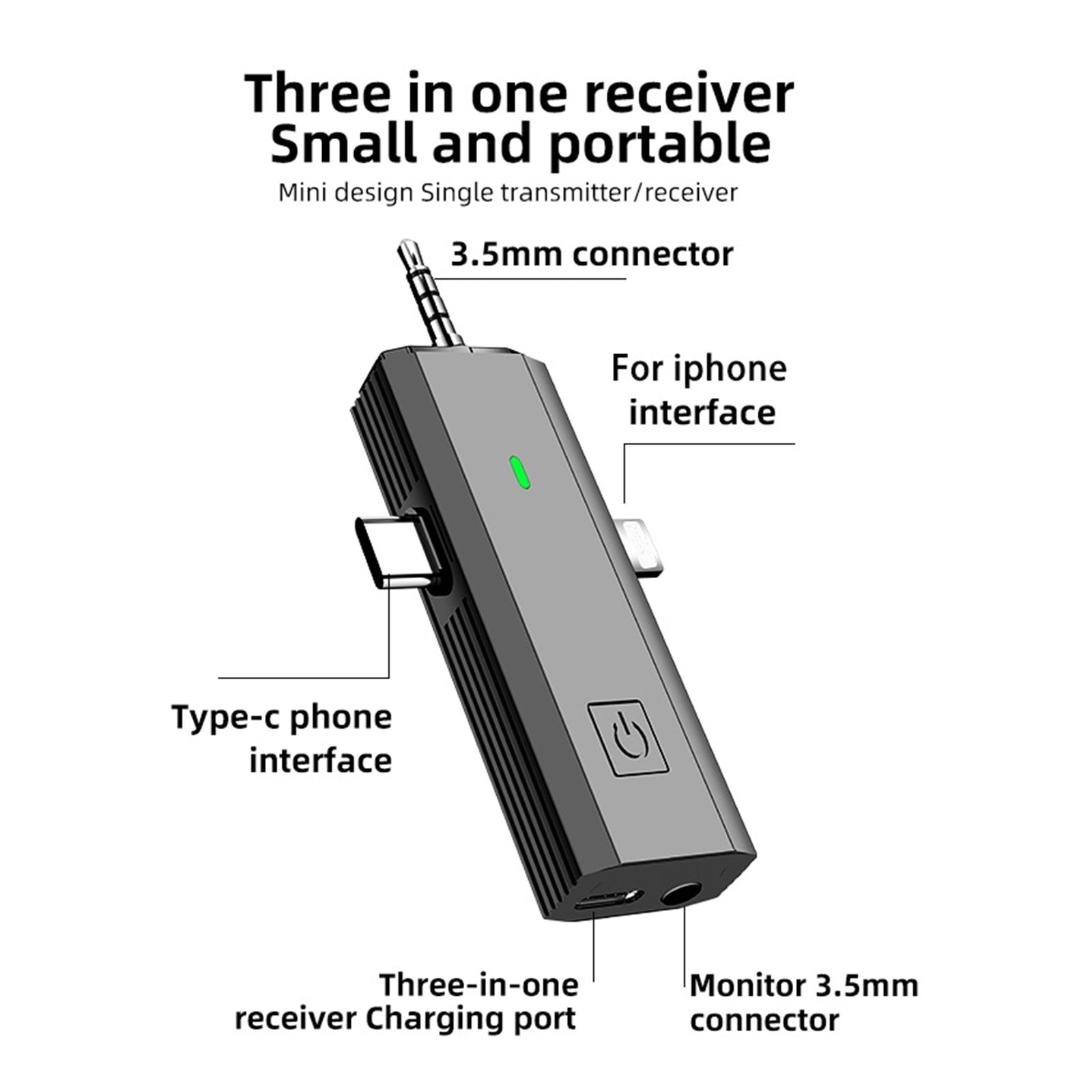 Wireless Lavalier Microphone Intelligent Noise-Reducing Mic for Type-C 3.5mm Jack Smartphone ,Multi-Function