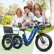 Zycle Z700 Electric Trike for Adults, 750W Rear Motor Electric Trike with Passenger Seat, 20AH 48V, 2 Seater Electric Tricycle, Parking Brake, Differential