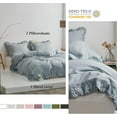 thumbnail image 4 of Simple&Opulence 100% Washed French Linen Duvet Cover Set-88'x92'' Queen Size-3 Pieces Boho Vintage Ruffled Farmhouse Bedding 1 Comforter Cover 2 Pillowshams Floral Frill Flax Sets,Dusty Blue, 4 of 8
