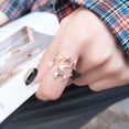 thumbnail image 5 of Cubic Zirconia Star Ring Sparkling Hollow Crystal Star Index Joint Knuckle Ring Wedding Jewelry for Women(Rose gold), 5 of 8