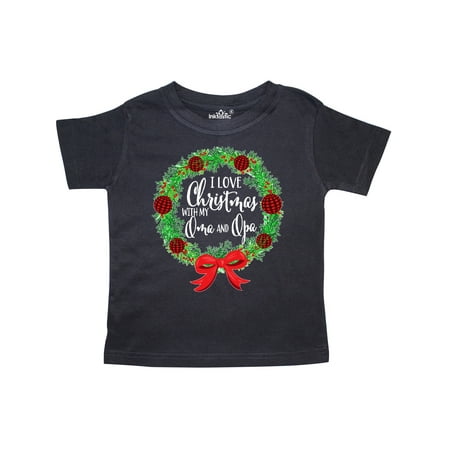 

Inktastic I Love Christmas with My Oma and Opa Wreath Gift Toddler Boy or Toddler Girl T-Shirt