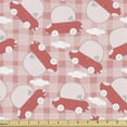 thumbnail image 1 of Cartoon Upholstery Fabric by the Yard, Retro Car Clouds Repetitive Pink Tones Pattern on Checkered Background, Decorative Fabric for DIY and Home Accents, Dark Coral and Blush by Ambesonne, 1 of 5