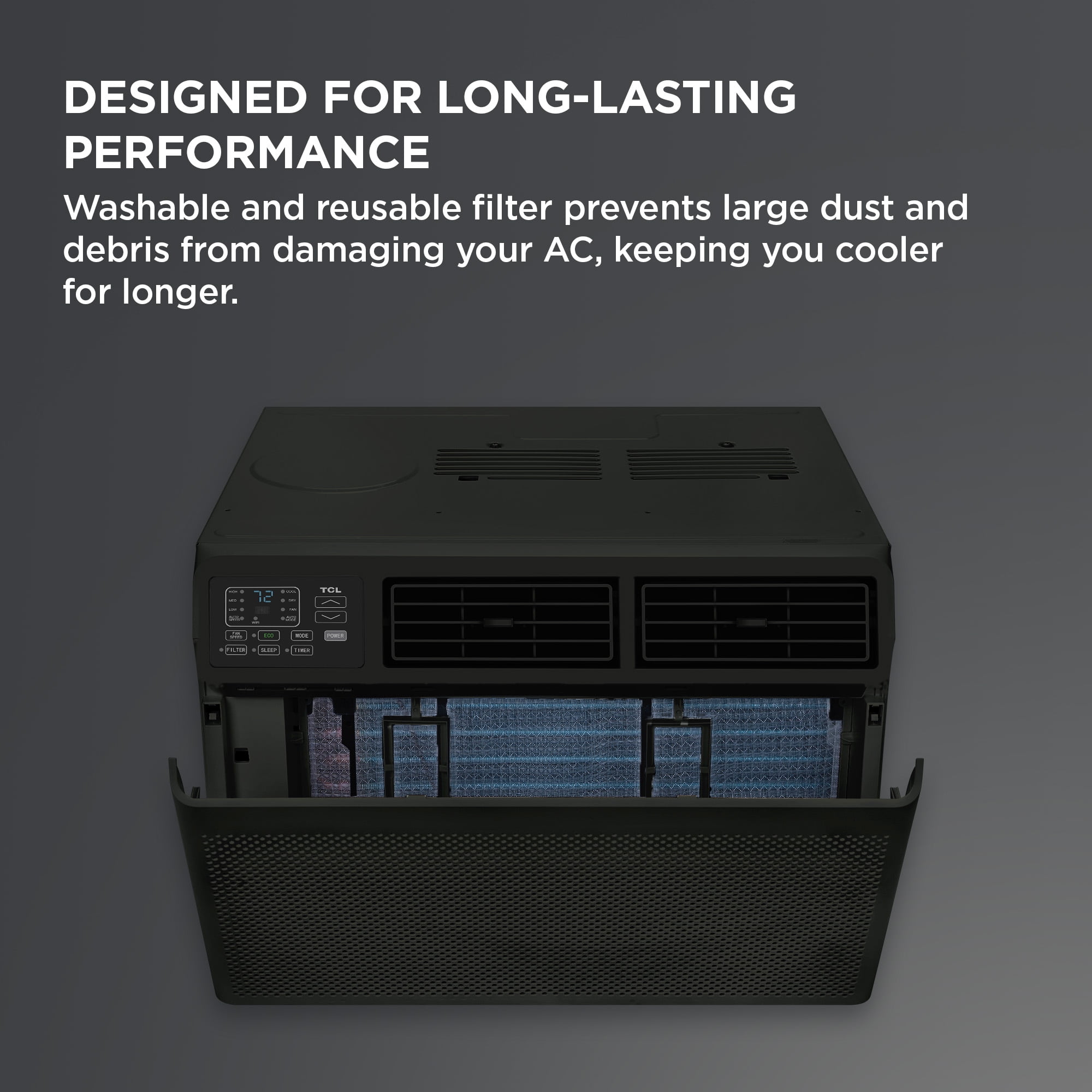 TCL 8,000 BTU Smart Window Air Conditioner (Black) - 3-in-1 AC, Fan & Dehumidifier, App, Voice, & Remote Control, Sleep & Eco Mode, 24-Hour Timer, Washable Filter, Cools up to 250 Sq ft - W8W92-B4