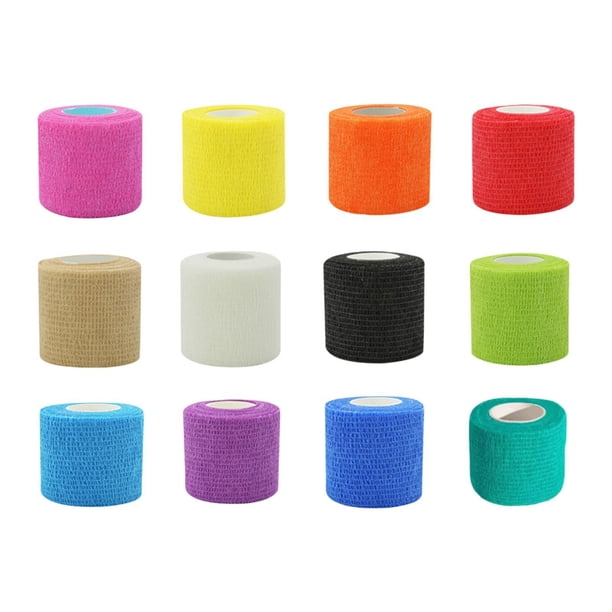 12 piezas de vendaje cohesivo, vendas deportivas elásticas de fácil rasgado, 12 colores. 25 cm