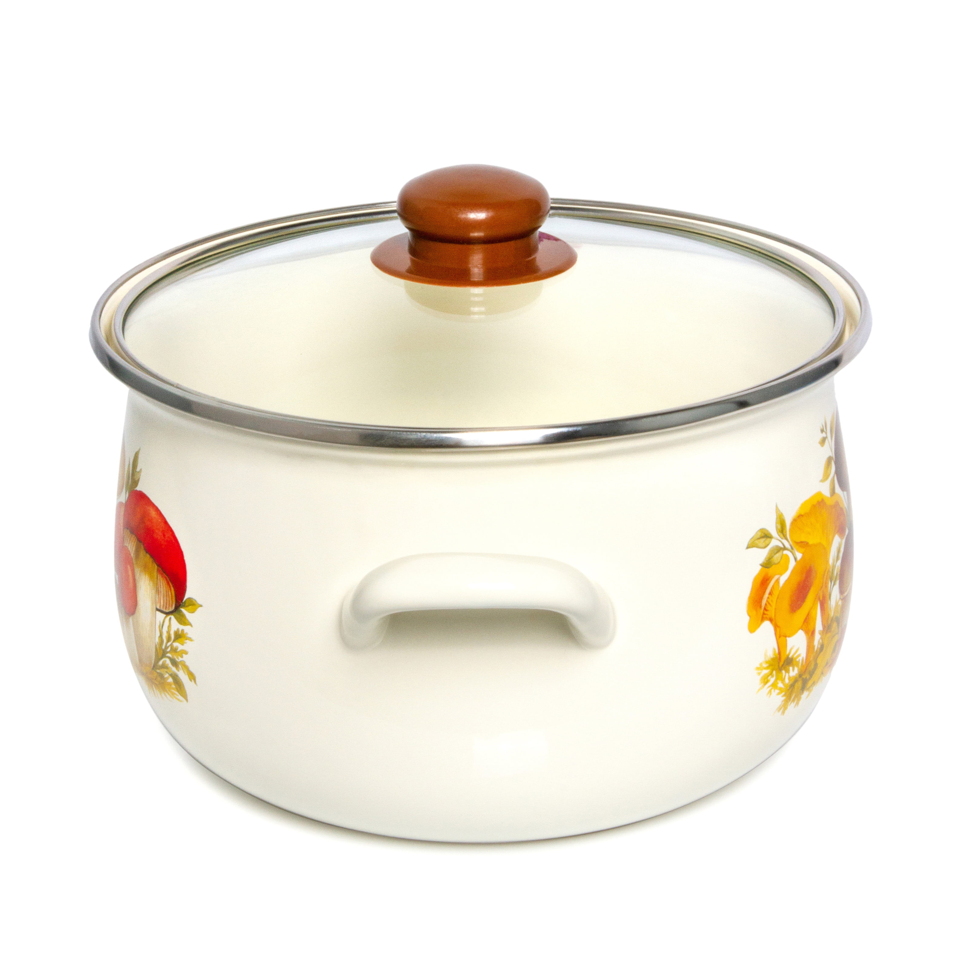 Enameled Aluminum Soup Pot Mushrooms Belly Deep Casserole Cooking Pot with  Glass Lid Enameled Camping Cookware Camping Stockpot for Cooking (6.55-qt.  (6.2 L)) 