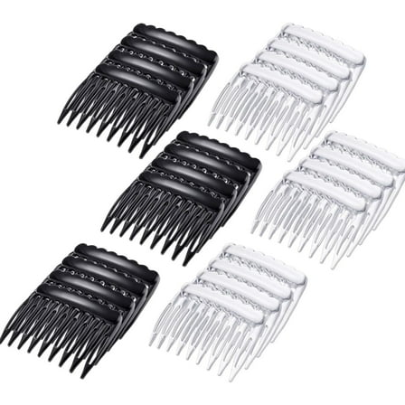 Plastic Hair Side Combs Set of 24, Black and Clear, Small Size French Teeth Hair Combs for Fine Hair and Various Hairstyles