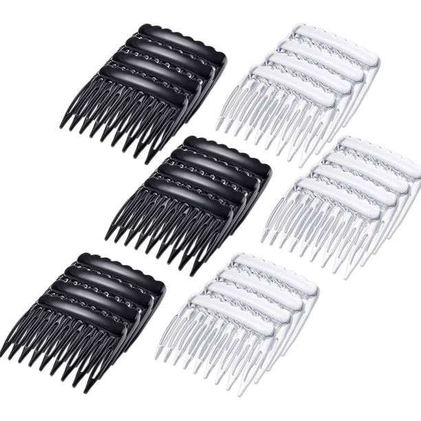 24 Pieces Small Hair Side Combs Plastic French Teeth Hair Combs Hair Clip Comb DIY Bridal Wedding Veil Comb for Fine Hair and Most Hairstyles Black and Clear 24 Pieces Small Hair Side Combs