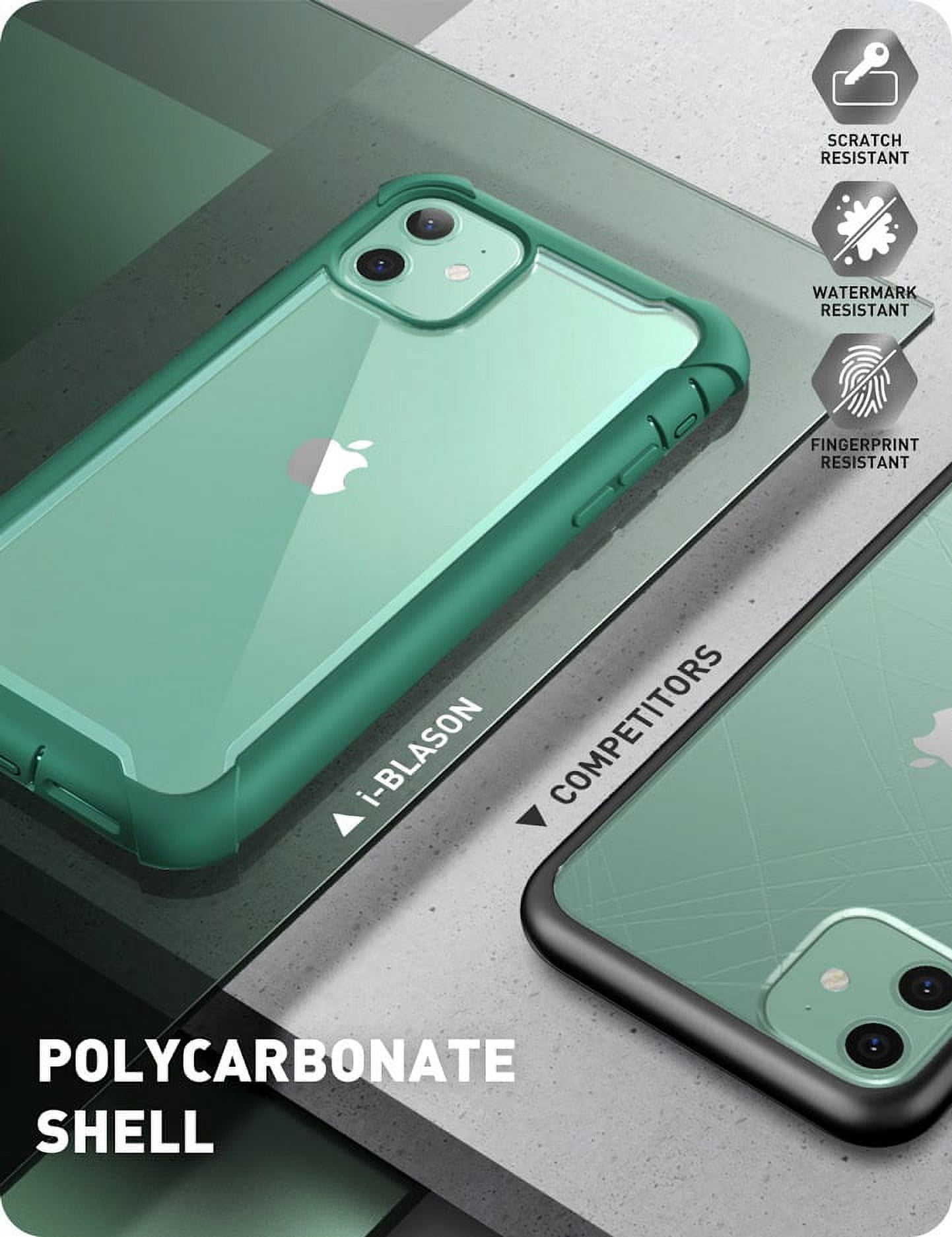 i-Blason Ares iPhone 11 Case 6.1 inch (2019 Release), Dual Layer Rugged Clear Bumper Case with Built-in Screen Protector (Mint Green)