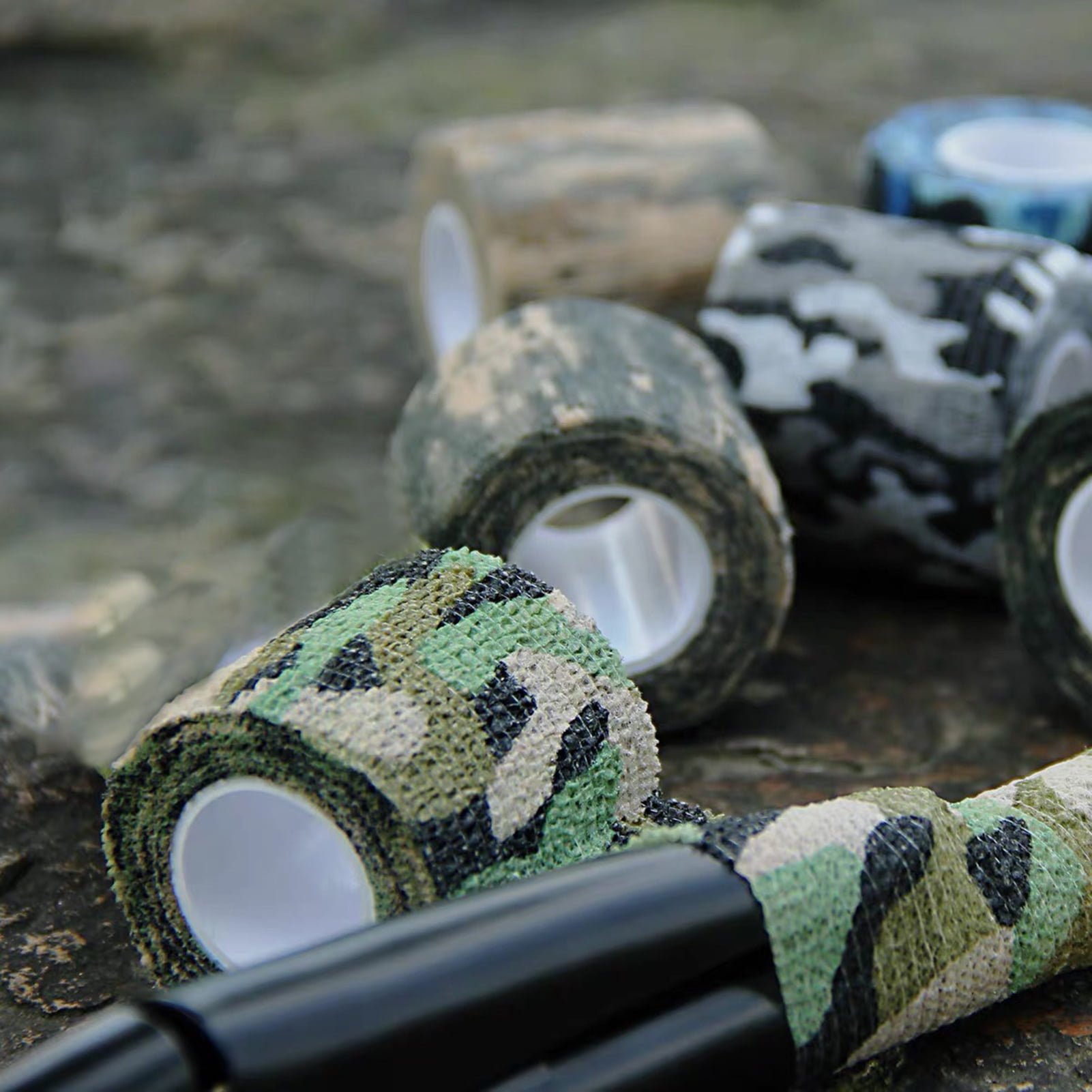 Outdoor Hiking Camping Army Camo Wrap Stretch Bandage Roll Adhesive Tape 