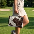 thumbnail image 4 of Xixirimido Golf Cart Seat Cover Quilted Golf Cart Seat Towel Blanket with 4 Pockets & Non Slip Backing Universal Fit for 2 Person Seats Carts, Brown Cow Cowhide, 4 of 8