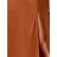thumbnail image 5 of DARING DIVA Satin Cowl Neck Cap Sleeve Backless Split Midi Dress M Brown, 5 of 6