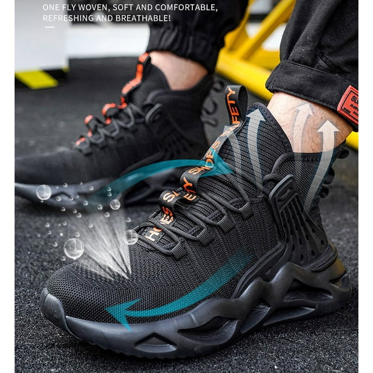 Steel Toe Shoes for Men Lightweight Steel Toe Sneakers Mid Cut Indestructible Work Boots Construction Safety Shoes