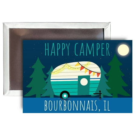 

Bourbonnais Illinois Souvenir 2x3-Inch Fridge Magnet Happy Camper Design