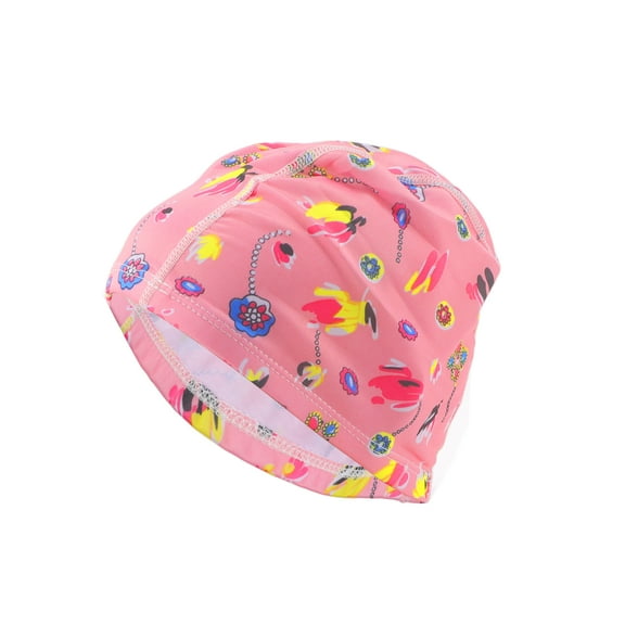Unique Bargains 1 Pc Elasticity Plum Blossoms Pattern Swim Cap 5.91"x9.25" Pink