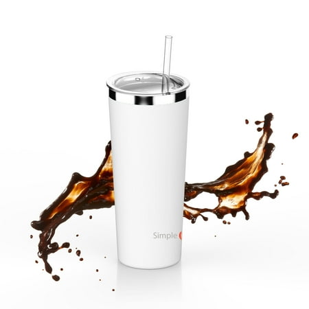 - Simple HH Vacuum Insulated Coffee Cup | Double Walled Stainless Steel Tumbler with straw | Travel Flask Mug | No Sweating, Keeps Hot & Cold| 22oz(650ml)|BPA Free