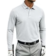 thumbnail image 2 of TBKOMH Men's Polo Shirts Long Sleeve Quick Dry Work Hiking Casual Collared Shirt Lightweight Breathable Active Pullover Tops for Fall Light Gray M, 2 of 9