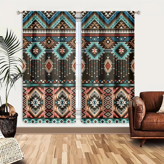 WNOOHIY Vintage Bohemian Pattern Curtains,Rod Pocket Design, Light-filtering and Enhanced Privacy