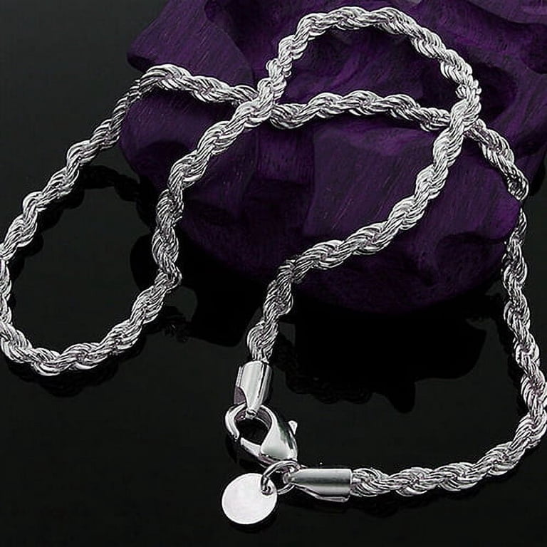 Frogued Women's Men's 925 Sterling Silver Twist Chain Necklace