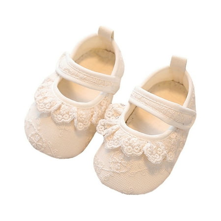 Infant Baby Girl Princess Shoes Non-Slip Soft Soled Lace Bowknot Flats Toddler First Walker Mary Jane Flats Shoes