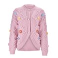thumbnail image 2 of Cardigan Sweaters for Women Flower Embroidery Long Sleeve Button Knitted Sweater Coat Jacket Womens Cardigan Sweaters, 2 of 8