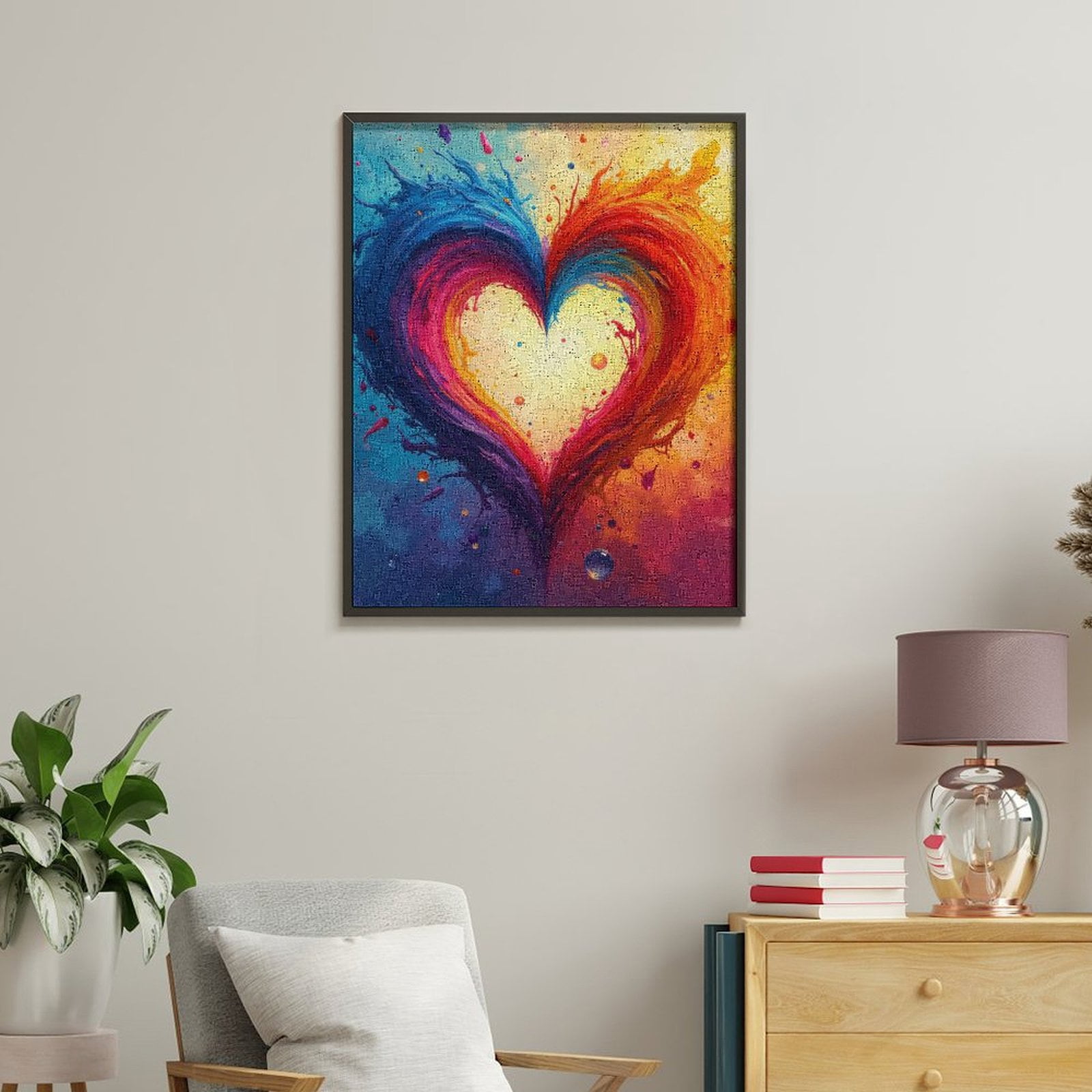 Paint By Numbers Kit for Adults Beginner - DIY Vibrant Heart Paint Splash Art Canvas Painting Kits for Adults, Frameless Paint By Number for Adults for Home Wall Decor 16x20 Inch