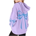 thumbnail image 4 of Girls Purple Hoodie 3-14 Years, Cute Bow Kids Sweatshirt, Soft Stretch Pullover Hoodie with Pocket,Size 3-4 T, 4 of 7