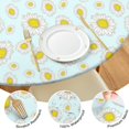 thumbnail image 4 of Light Blue Daisy Flower Pattern Round Fitted Tablecloth with Elastic Edge,Dining Table Cover Waterproof,Outdoor Round Tablecloth for Camping,Dining,Indoor and Outdoor, 4 of 7
