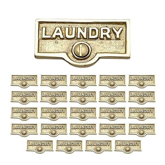Switch Plate Tags LAUNDRY Name Signs Labels Lacquered Brass Pack of 25