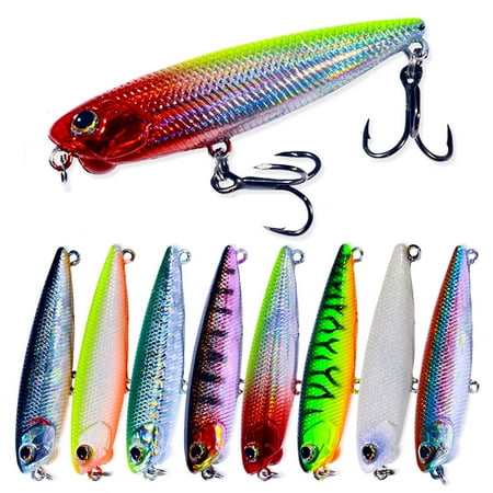 HENGJIA Fishing Lures 8pcs Fishing Saltwater Popper Lures Topwater Fishing Lures Pencil Lures Sinking Hard Bait Pencil Popper Lure Fishing Lures Bass