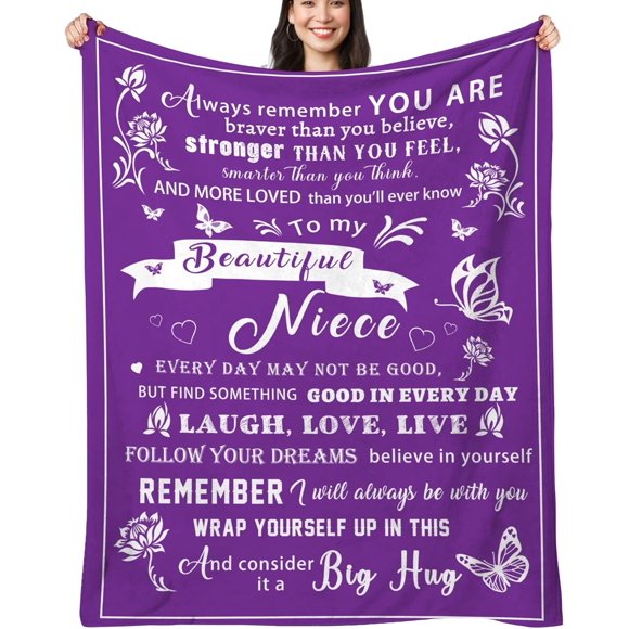 Cadeaux Niece de Tante, Couverture pour Nièce, Cadeaux Niece de Tante pour Anniversaire Collation des Grades Noël, Belle Couverture Niece 60"x50 Pouces