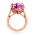 thumbnail image 3 of Gem Stone King 14.60 Ct Pink Created Sapphire Pink Lab Grown Diamond 18K Rose Gold Plated Silver Ring (Size 6), 3 of 4