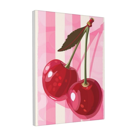 12x16 inch Canvas Hanging Picture Red Cherry,Rustic Home Living Room,Yard,Bathroom,Study Wall Decor Paintings Prints,Funny Gift For Cherry Enthusiast,Modern Art Red Cherry Decor Canvas Poster