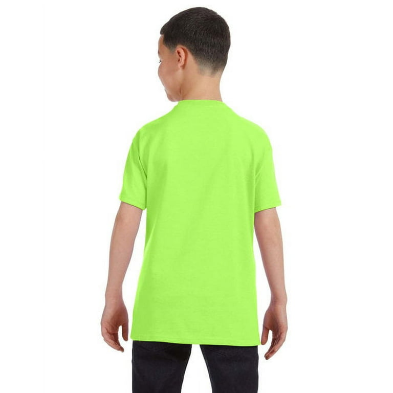 Gildan Boys Cotton Heavy Green Neon T-Shirt, XS 3 Youth Pack