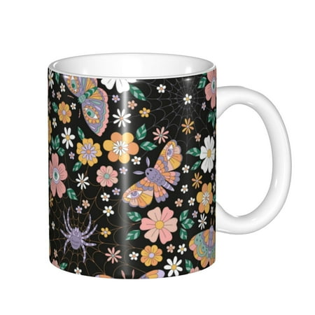 

Zeuib Floral Insects Ceramic Coffee Mug with Large Handle，Modern Reactive Glaze Dishwasher & Microwave Safe – Perfect for Home Office Café Gift-Ready