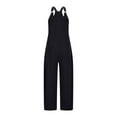 thumbnail image 6 of pstuiky Wide Leg Jumpsuits for Women Dressy Solid Color Sleeveless V-Neck Casual Romper with Pockets Casual Loose Adjustable Straps Women Overalls Trendy Summer Outfits Clothes, 6 of 7