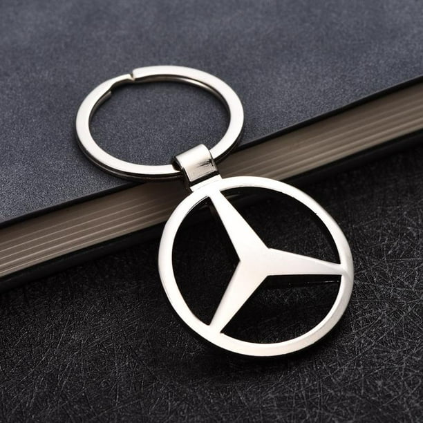 Porte-clés en métal creux avec logo de voiture Audi Toyota Mercedes-Benz  Finition chromée en métal argenté Porte-clés avec emblème de logo de voiture  pour porte-clés, longes, sacs à dos (pour logo rond