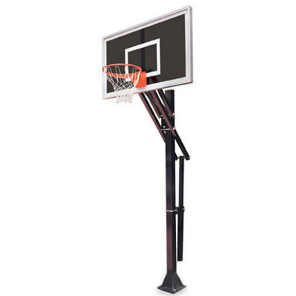 Slam Eclipse-BP Steel-Smoked Glass In Ground Adjustable Basketball System, Gold
