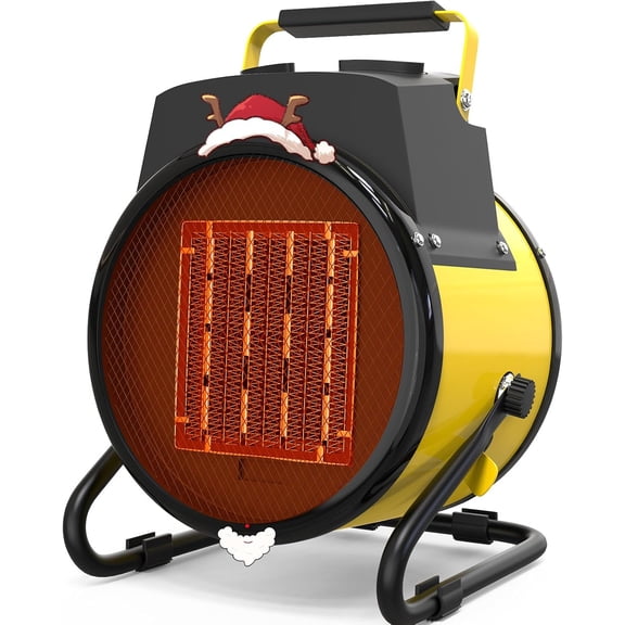 ZJQYDS Outdoor Heaters for Patio, 1500W Portable Garage Heater with Overheat Protection & 3S Fast Heating, Non-Slip Cushion, Electric Space Heater for Patio, Garage, Bedroom, Office, Yellow