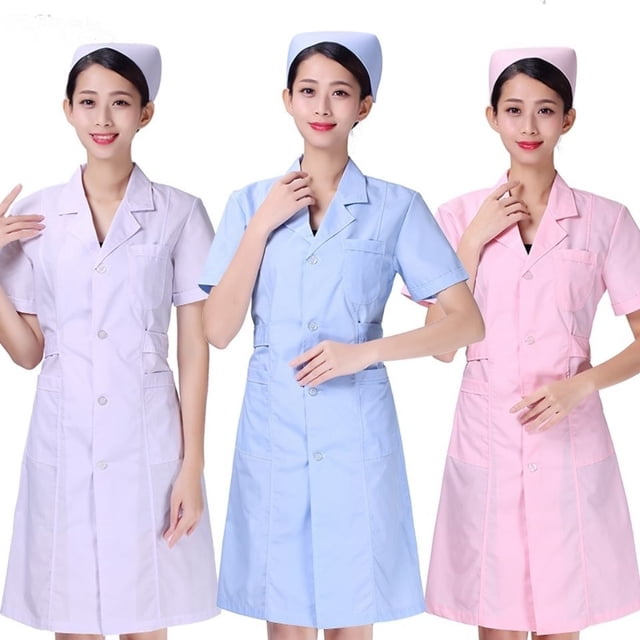 Traje de cuello de enfermera Ropa de trabajo de verano de manga larga corta rosa Traje de invierno de manga larga Bata blanca Farmacia Salón de belleza